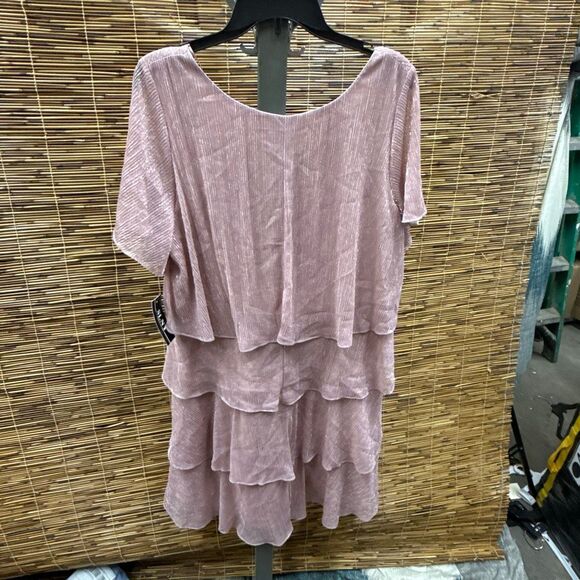 SLNY Fashions Tiered Shimmer Shift Dress - Faded Rose Size 14 - Picture 3 of 3